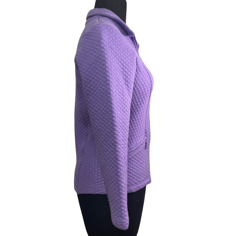 Itsu Size Small Quilted Zip-Up Jacket Purple Cotton Blend Lightweight  Pre-Owned - Picture 4 of 7